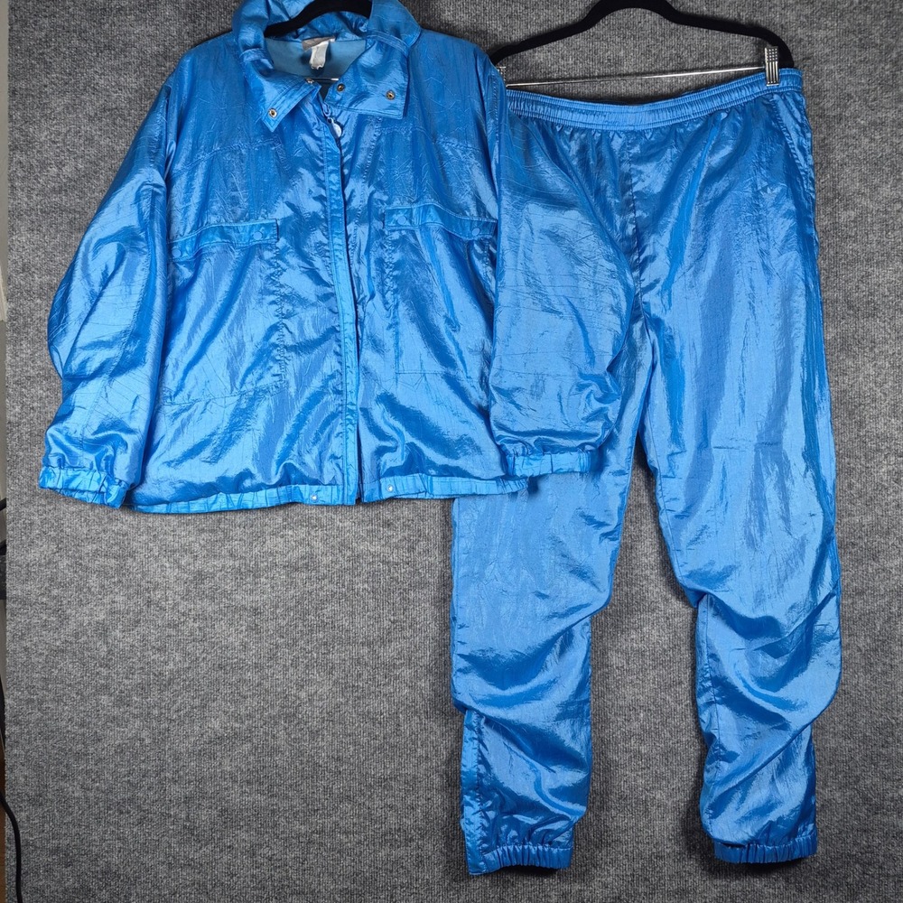 Adidas Tracksuit Vintage 90s Nylon Windbreaker Set M Blue